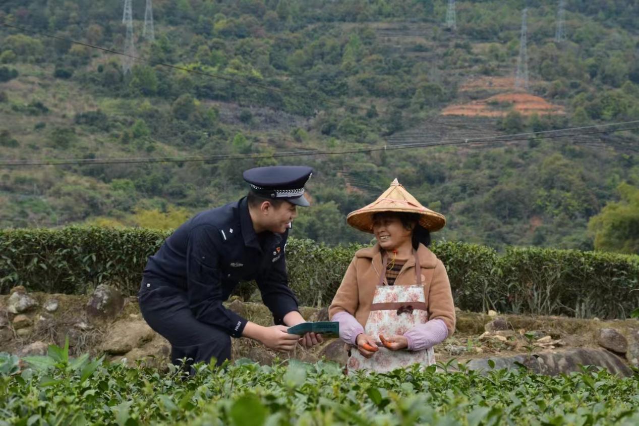 民警深入茶園向茶農(nóng)進(jìn)行反詐防騙宣傳。安溪縣公安局供圖